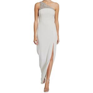 Jay Godfrey Sacramento Beaded One Shoulder Gown Size 6 White Formal Dress